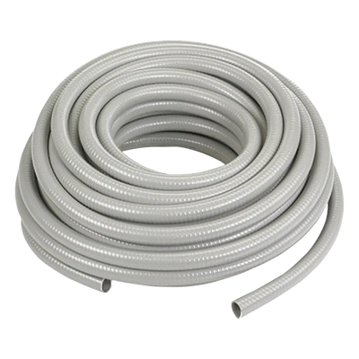 Manguera hermética flexible tipo PolyTuff no metálica, gris de 1/2", 100 pies. Uso comercial/industrial.