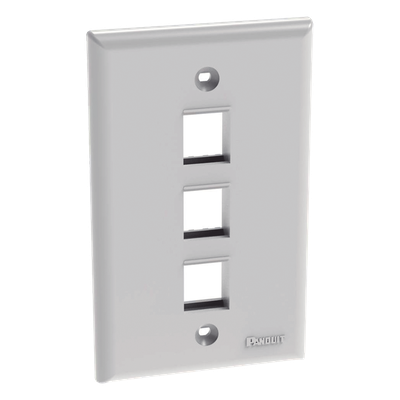 Placa de Pared Vertical, Salida Para 3 Puertos Keystone, Color Blanco