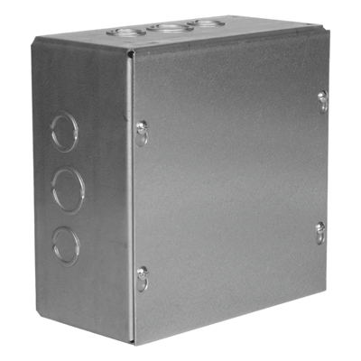 Caja Extra Grande 12"x12"x 4"/ Profundidad 4"/Entradas Laterales - Finales 2 Entradas de 1/2"- 3/4", 2 Entradas de  3/4" - 1" y 2 Entradas de 1"- 1 1/4" / Incluye tapa.