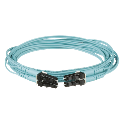 Jumper de Fibra Optica Multimodo 50/125 OM4, LC-LC Duplex, OFNR (Riser), Color Aqua, 1 Metro (3.28 Pies)