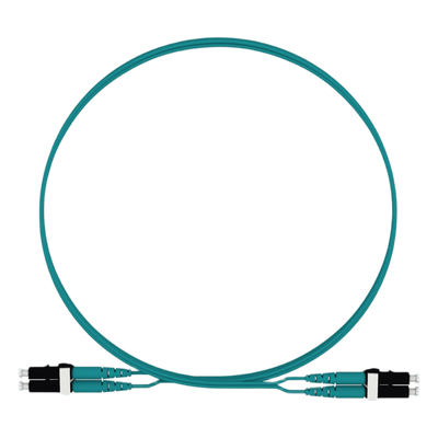 Jumper de Fibra Optica Multimodo 50/125 OM4, LC-LC Duplex, LSZH, Color Aqua, 2 Metros (6.56 Pies)