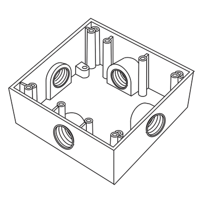 Caja Cuadrada de 3/4" (19.05 mm) a Prueba de Intemperie/ Cuenta con 4 bocas.