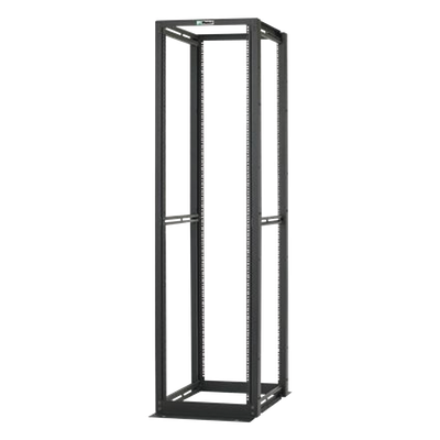 Rack de Cuatro Postes Estándar de 19", Rieles Numerados y Roscados #12-24, Profundidad Máxima de 30 in, 45 Unidades de Rack, Color Negro