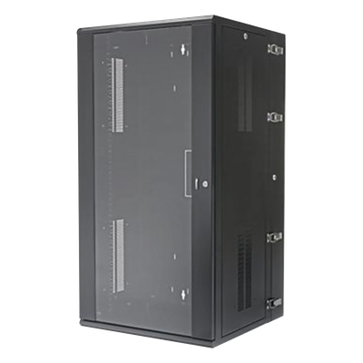 Gabinete PanZone de Montaje en Pared, de 19in, Puerta con Ventana de Seguridad, 26 UR, 635mm de Profundidad, Color Negro