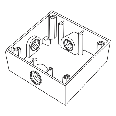 Caja Cuadrada de 3/4" (19.05 mm) a Prueba de Intemperie/ Cuenta con 3 bocas.