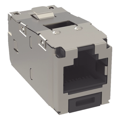 Conector Jack RJ45 Blindado, Estilo TG, Mini-Com, Categoría 6, de 8 Posiciones y 8 Cables, Color Negro