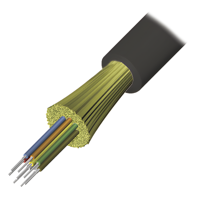Cable de Fibra Óptica de 4 Hilos, Interior/Exterior, Loose Tube, No Conductiva (Dieléctrica), LS0H, Monomodo OS1/OS2 9/125, 1 Metro (3.28 Pies)