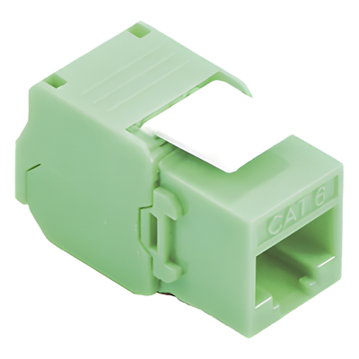 Módulo Jack Keystone Cat6 (Toolless), con Terminación en Ángulo 180 - Color Verde, Compatible con Faceplate y Patchpanel Linkedpro