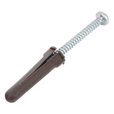 Paquete de 10 taquetes café 1 3/4" y 10 tornillos 10mm x 1 3/4" (1104-05002)