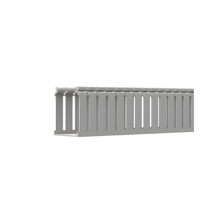 Canaleta Ranurada de PVC con Tapa, Tipo F, 108 mm de Ancho, 104.1 mm de Alto y 2 m de Largo, Color Gris
