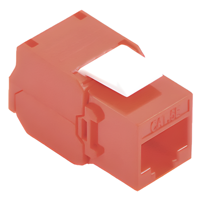 Módulo Jack Keystone Cat5e (Toolless), con Terminación en Ángulo 180 - Color Rojo, Compatible con Faceplate y Patchpanel Linkedpro