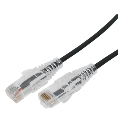 Cable de Parcheo Slim UTP Cat6A - 2 Metros (6.56 Pies) Negro, Diámetro Reducido (28 AWG)
