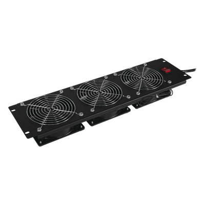Kit de 3 Ventiladores para Montaje en Rack de 19 in, Alimentación 220 Vca con Plug IEC C14, 3 UR, Color Negro