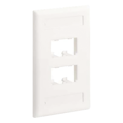 Placa de Pared Vertical Clásica, Salida Para 4 Puertos Mini-Com, Con Espacios Para Etiquetas, Color Blanco Mate