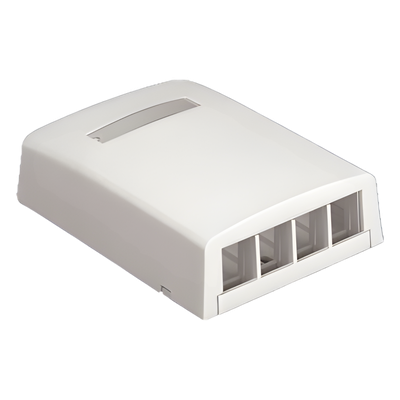 Caja de Montaje en Superficie, Para 4 Módulos Keystone, Color Blanco Mate