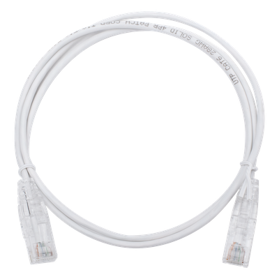 Cable de Parcheo Slim UTP Cat6 - 1 Metro (3.28 Pies), Blanco, Diámetro Reducido (28 AWG)