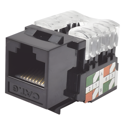 Módulo Jack Keystone Cat6 con Terminación 110 (Punchdown) para Faceplate - Color Negro