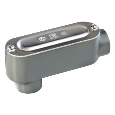 Caja oval roscada tipo LB de 2 1/2" corta (63.5 mm) incluye tapa y tornillos.