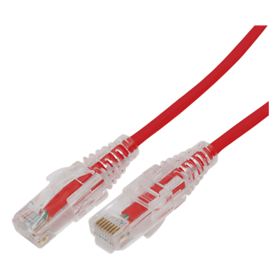 Cable de Parcheo Slim UTP Cat6A - 10 Metros (32.81 Pies) Rojo Diámetro Reducido (28 AWG)