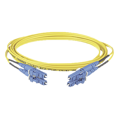 Jumper de Fibra Optica Monomodo 9/125 OS2, LC-LC Duplex, OFNR (Riser), Color Amarillo, 30 Metros (98.43 Pies)