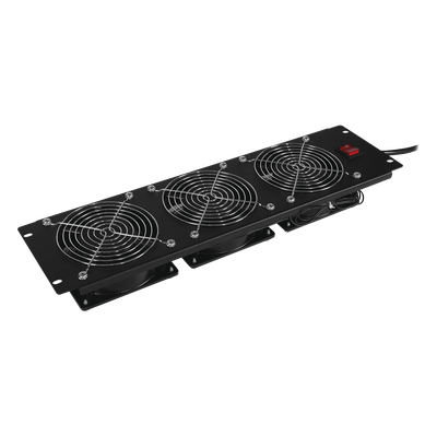 Kit de 3 Ventiladores para Montaje en Rack de 19 in, Alimentación 120 Vca con Plug NEMA 5-15P, 3 UR, Color Negro