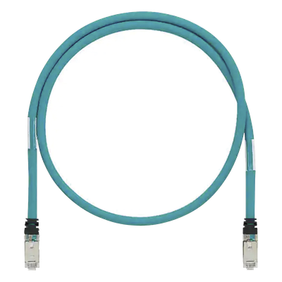 Patch Cord Cat6A de Grado Industrial 600V, Blindado SF/UTP, Calibre 26 AWG, Color Aqua, 2.5 Metros (8.20 Pies)