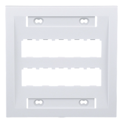 Placa de Pared Vertical Ejecutiva, Salida Para 10 Puertos Mini-Com, Con Espacios Para Etiquetas, Color Blanco