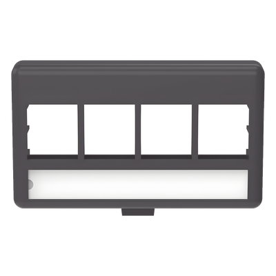 Placa de Mobiliario Modular Estándar, Salidas Para 4 Puertos Keystone, Color Negro