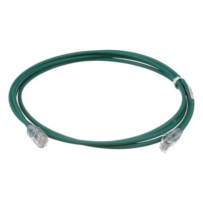 Cable de Parcheo UTP Cat6A, CM/LSZH, Diámetro Reducido (28AWG), Color Verde, 2.13 Metros (7 Pies)