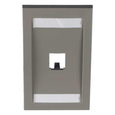 Placa de Pared Vertical Ejecutiva, Salida Para 1 Puerto Mini-Com, Con Espacios Para Etiquetas, Color Gris