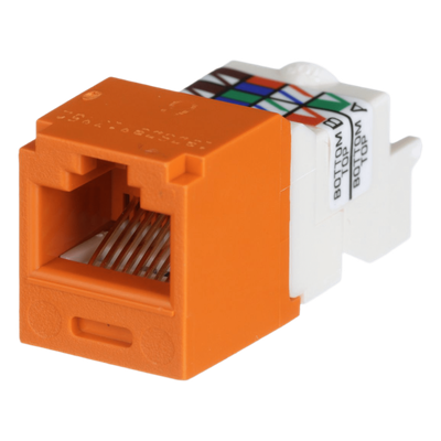 Conector Jack RJ45 Estilo TP, Mini-Com, Categoría 6, de 8 Posiciones y 8 Cables, Color Naranja