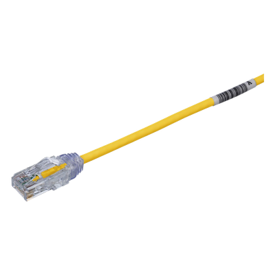 Cable de Parcheo TX6, UTP Cat6, Diámetro Reducido (28AWG), Color Amarillo, 20.2 cm (8 Pulgadas)