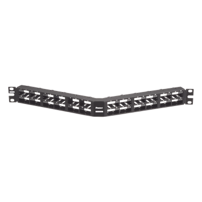 Panel de Parcheo Modular Mini-Com (Sin Conectores), Angulado, Sin Blindaje, Alta Densidad, de 48 Puertos, 1UR