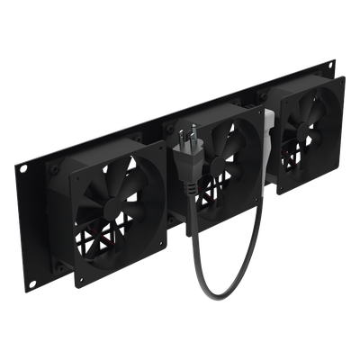 Kit de 3 Ventilador 110 Vca (12 x 12 cm) con Clavija 5-15P. Para instalación en Postes Rack