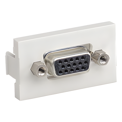 Inserto Plano de 1/3, Con Acoplador VGA Hembra-Hembra de 15 Pines, Color Blanco Mate