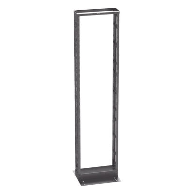 Rack de Dos Postes Estándar de 19 in, Rieles Numerados y Roscados #12-24, 6 in de Profundidad, Fabricado en Acero, 45 Unidades de Rack, Color Negro