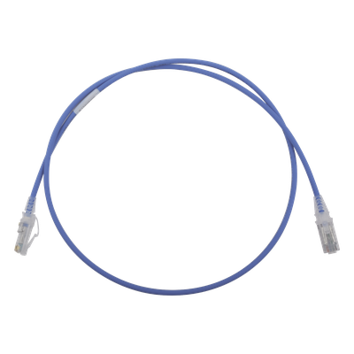 Patch Cord MC6 Modular Cat6 UTP, CM/LS0H, 0.91 Metros (3 Pies), Color Azul, Diámetro Reducido (28AWG)