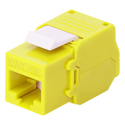 Módulo Jack Keystone Cat5e (Toolless), con Terminación en Ángulo 180 - Color Amarillo, Compatible con Faceplate y Patchpanel Linkedpro