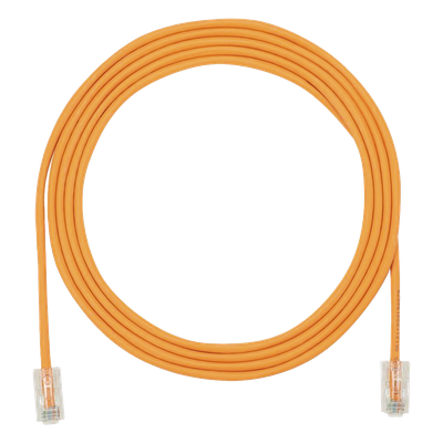 Cable de Parcheo UTP Cat6A, CM/LSZH, Diámetro Reducido (28AWG), Color Naranja, 2.13 Metros (7 Pies)