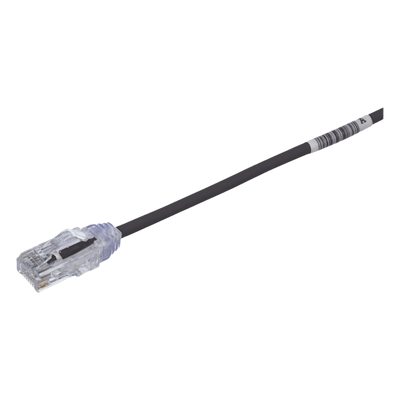 Cable de Parcheo TX6, UTP Cat6, Diámetro Reducido (28AWG), Color Negro, 20.2 cm (8 Pulgadas)