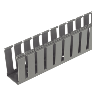 Canaleta Ranurada de PVC sin Tapa, Tipo G, 2.25 in de Ancho, 2.12 in de Alto y 1828.8 mm de Largo, Color Gris