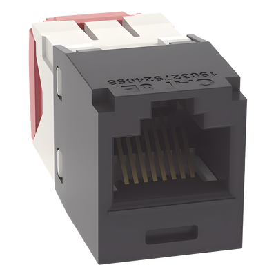 Conector Jack RJ45 Estilo TG, Mini-Com, Categoría 5e, de 8 Posiciones y 8 Cables, Color Negro