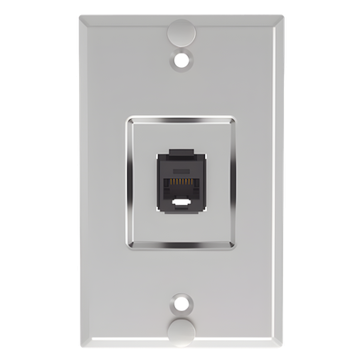Placa de Pared Telefónica, Salida de 1 Puerto Keystone, con Jack Cat6 Estilo 110 de Impacto, de Acero Inoxidable