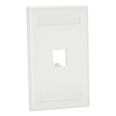 Placa de Pared Vertical Clásica, Salida Para 1 Puerto Mini-Com, Con Espacios Para Etiquetas, Color Blanco Mate
