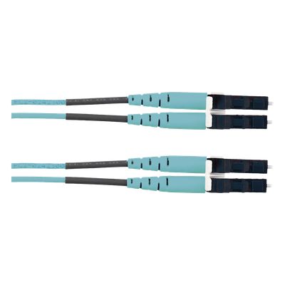 Jumper de Fibra Optica Multimodo 50/125 OM3, LC-LC Duplex, LSZH (Cero Halógenos), Color Aqua, 2 Metros (6.56 Pies)