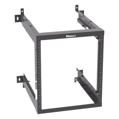 Rack PanZone® de Montaje en Pared, de 19in, Profundidad Ajustable, Rieles Numerados y Roscados #12-24, 12 UR, Color Negro