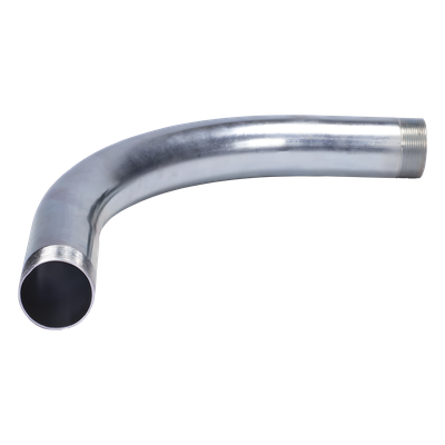 Curva/Codo de 90° de 2 1/2" (63mm) pared gruesa con rosca galvanizado etiqueta amarilla
