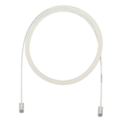Cable de Parcheo UTP Cat6A, CM/LSZH, Diámetro Reducido (28AWG), Color Blanco Mate, 2.13 Metros (7 Pies)