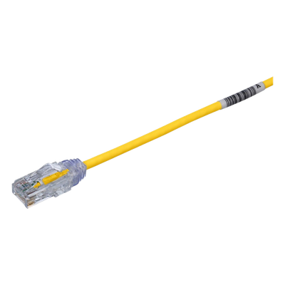 Cable de Parcheo TX6, UTP Cat6, Diámetro Reducido (28AWG), Color Amarillo, 6.1 Metros (20 Pies)