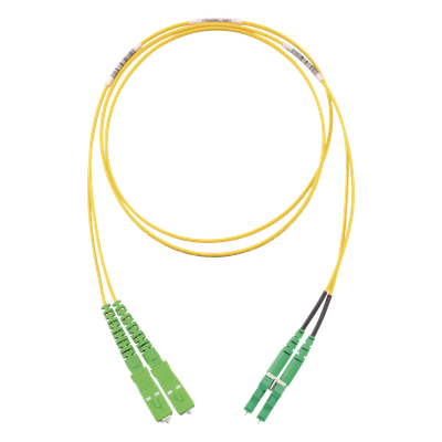 Jumper de Fibra Optica Monomodo 9/125 OS2, SC/APC-LC/APC Duplex, OFNR (Riser), Color Amarillo, 2 Metros (6.56 Pies)